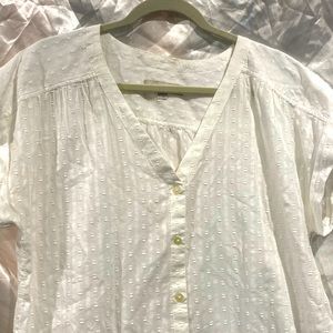Loft white v neck short sleeve top